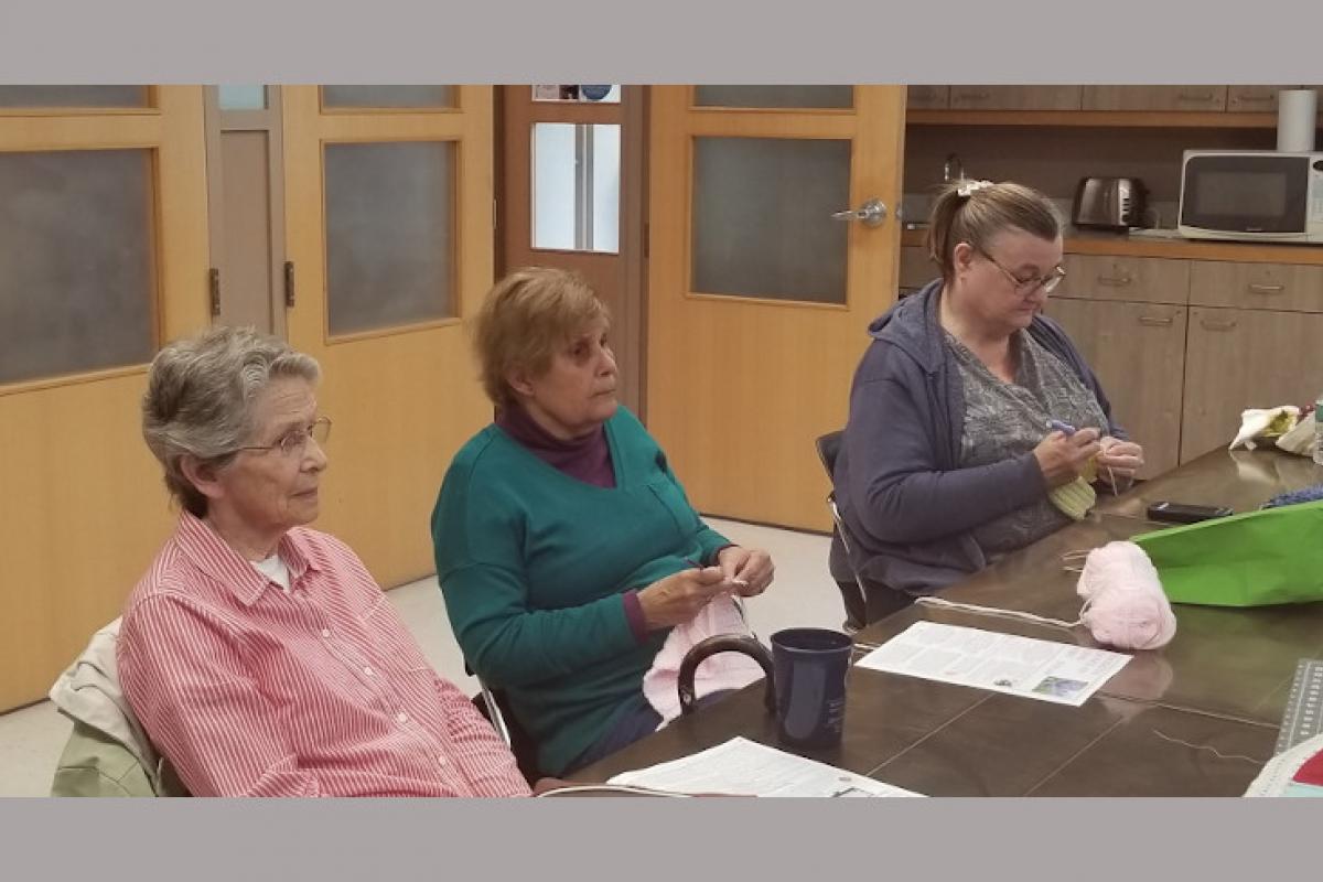 Women Quilting and Knitting 2