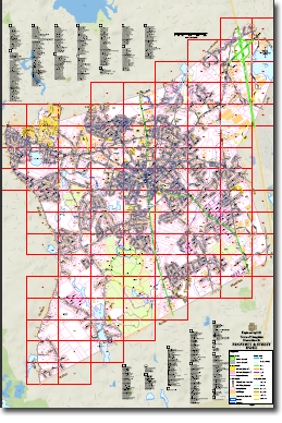 High End Property Map Index 24"x36" Contains Schools, Parks, Ponds, Cemeteries and Trails