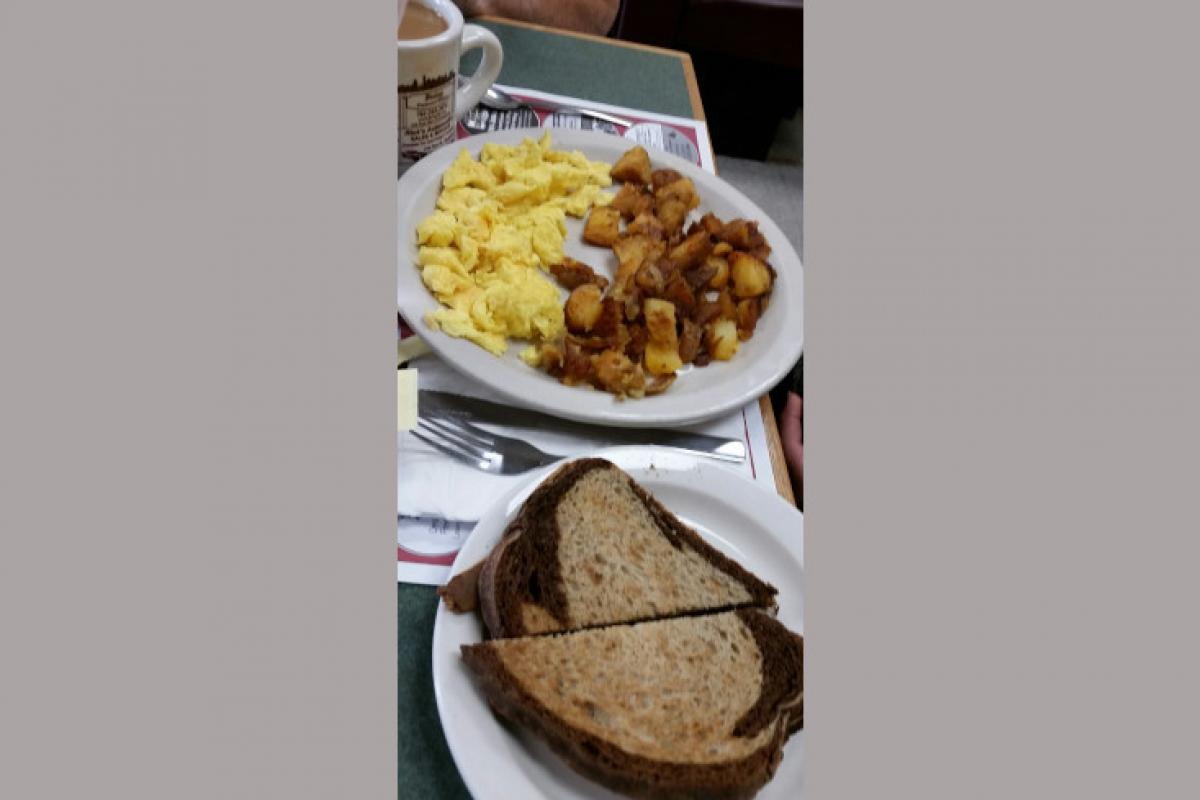 Two Plates of Breakfast Food