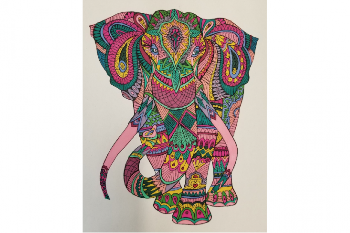 Completed Elephant Coloring Project
