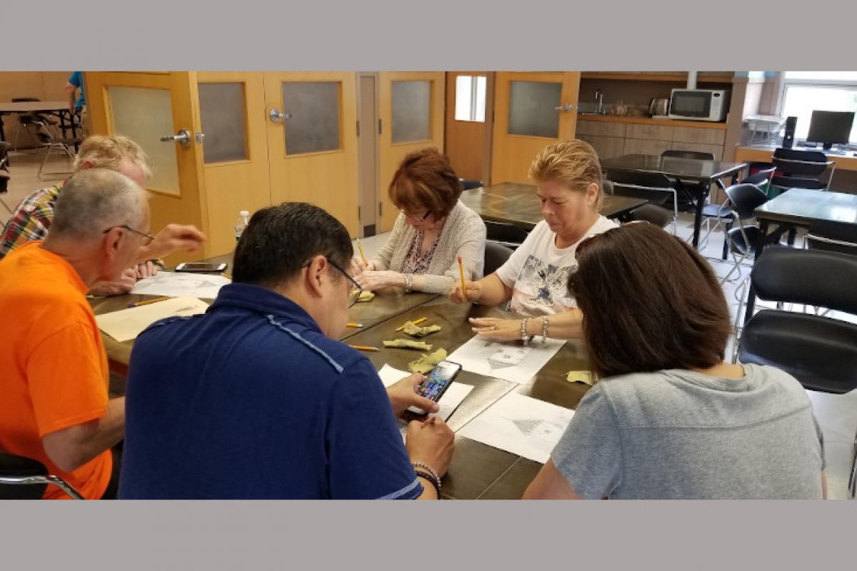 People at Table Drawing 2