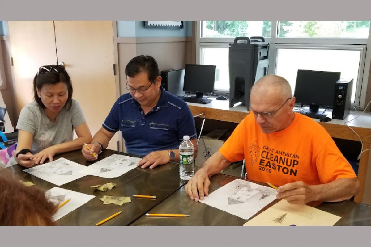 People at Table Drawing 1