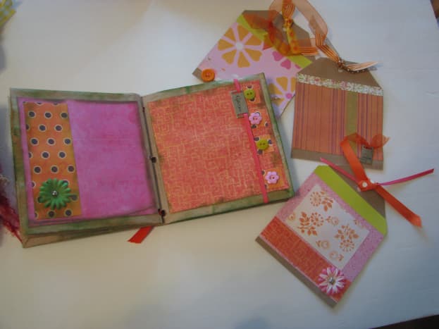 Photo of a scrapbook made out of lunch size paper bags.