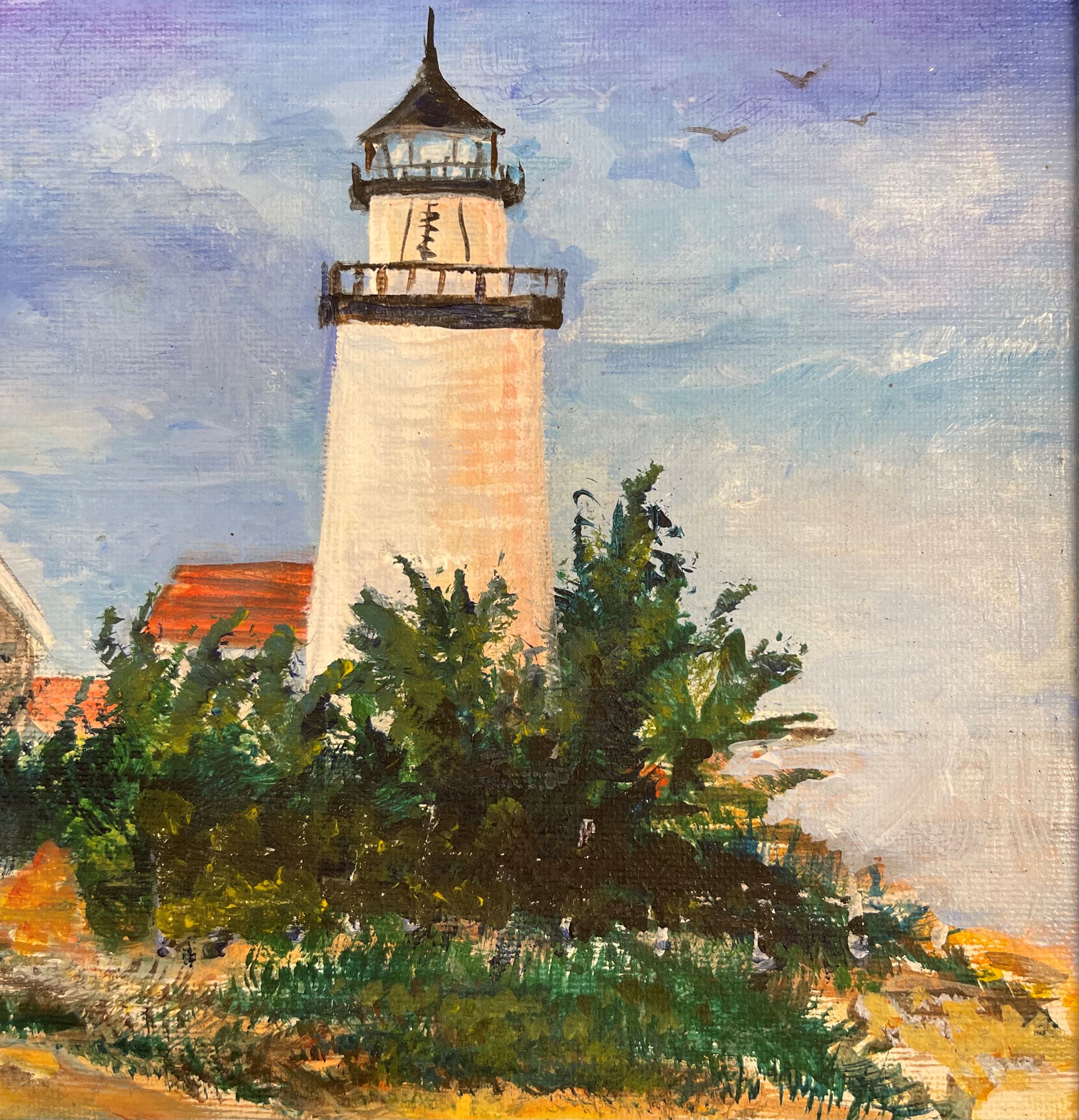 White Lighthouse Painting Image